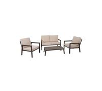 Ensembles de bancs. canapes et tables de jardin beige 4 personnes 2 pieces 32.0 x 109 x 32 cm acier