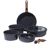 Ensembles de batterie de cuisine à induction Royal Swiss 9 pièces - 2 poignées amovibles - noir