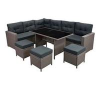 Ensembles de chaises. canapes et tables de jardin monstershop rotin gris 5 pieces 240 x 44 x 186 cm 9 personnes Gris G