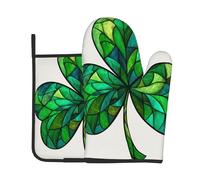 Ensembles de Gants de Cuisine et de maniques en vitrail Vert trèfle