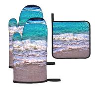 Ensembles de Gants de Cuisine et de maniques White Beach Tropical Sea