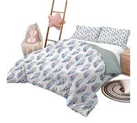 Ensembles de literie 3 pièces Pleine Taille Plume drôle Mode de Sommeil Grungy Boho Animal