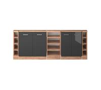Vicco Ensembles de Meuble de Rangement sous Pente Rion, Anthracite Haute Brillance/Chêne de Force doré, L210 x P46 cm Lot de 5, Gain de Place pour Les pièces mansardées
