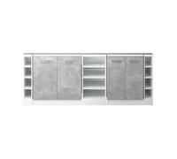 Vicco Ensembles de Meuble de Rangement sous Pente Rion, Béton/Blanc, L210 x P46 cm Lot de 5, Gain de Place pour Les pièces mansardées