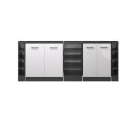 Vicco Ensembles de Meuble de Rangement sous Pente Rion, Blanc Haute Brillance/Anthracite, L210 x P46 cm Lot de 5, Gain de Place pour Les pièces mansardées