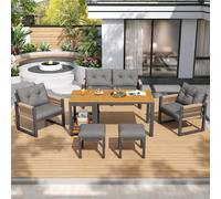 Ensembles de meubles de jardin Flieks 6 pièces, ensemble de meubles de jardin avec table basse amovible, canapé de jardin avec chaise et tabouret, ensemble de meubles de balcon 6 personnes en corde, g