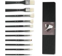Ensembles de pinceaux à huile professionnels - 11 pièces | Ensembles de pinceaux à huile pour professionnels | Poils naturels et pinceaux à huile en nylon - Idéaux pour la peinture à l'huile, l'acryli