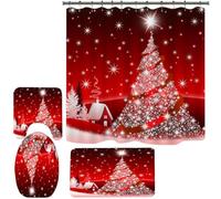 Ensembles Rideaux De Douche Noël Rideaux De Douche Festifs Avec Tapis Sol | Ensemble Rideaux De Douche Pour Fêtes Noël Pour Salle D'Eau Domicile Garage Camping-Car Appartement Et Dortoir C