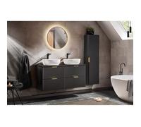 Ensembles salle de bain - Ensemble complet salle de bain meuble double vasques à poser 120 cm + 2 éléments - Georgia Black Noir