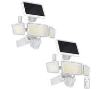 Ensenior Projecteur solaire d'extérieur 1800 lm avec détecteur de mouvement 6500 K, étanchéité IP65, panneau solaire séparé, lampe de sécurité solaire avec 5 modes de capteur et 3 têtes réglables pour