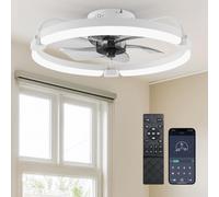 Ensenior Ventilateur de Plafond avec Lumière, 50cm Plafonnier Ventilateur avec Pales Amovibles & APP, 6 Vitesses Silencieux, Dimmable (3000K-6500K), Design Extra Plat pour Chambre Bureau - Blanc