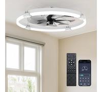 Ensenior Ventilateur de Plafond avec Lumière, 60cm Plafonnier Ventilateur avec Pales Amovibles & APP, 6 Vitesses Silencieux, Dimmable (3000K-6500K), Design Extra Plat pour Chambre Bureau - Noir