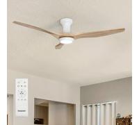 Ensenior Ventilateur de Plafond avec Lumière Silencieux, 126cm Lustre Ventilateur de Plafond, Moteur DC, 3 Couleurs, Mémoire 6 Vitesses Ventilateur Plafond pour Chambre Salon, Couleur bois