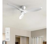 Ensenior Ventilateur de Plafond avec Lumière Silencieux, 132cm Lustre Ventilateur de Plafond, Moteur DC, 3 Couleurs, Mémoire, 6 Vitesses Ventilateur Plafond pour Chambre et Salon - Blanc