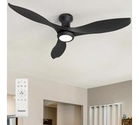 Ensenior Ventilateur de Plafond avec Lumière Silencieux, 132cm - Noir