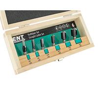 ENT 09007 Jeu de 6 Fraises à Rainurer - avec Tranchant de Base en Carbure Supplémentaire pour le Perçage Z2+1 - Ø 6-8-10-12-16-20 - Tige Ø 8mm