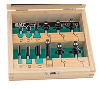 ENT 09012HKB Jeu de Fraises 12 Pièces - Carbure - dans un Coffret en Bois - Tige 8 mm - 9 Catégories de Fraises Différentes