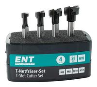 ENT 09046 Jeu de 4 fraises pour rainures en T M6, M8, M10 et M12, tige de 8 mm, en métal dur, pour vis à tête hexagonale avec filetage métrique