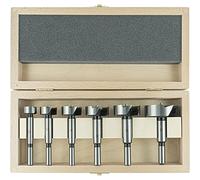 ENT 40306 Coffret de 6 mèches Forstner premium, diamètre 20, 25, 30, 35, 40, 50 mm, tige 8 et 10 mm, fraise bois pour perceuse en acier à outil forgé, foret fraise pour nœuds de branche