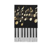 Entemne Torchon de cuisine en microfibre absorbant motif notes de musique dorées - Torchon en microfibre gaufrée - Séchage rapide - Pour pendaison de crémaillère, cadeau de pendaison de crémaillère