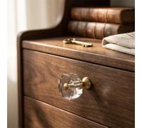 Entgoinggo Bouton de placard en verre transparent doré - Poignée de tiroir en laiton brossé moderne pour meubles de maison conçus pour rafraîchir les portes d'armoire (petit cylindre)