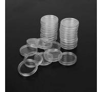 Entgoinggo Lot de 100 capsules de rangement rondes en plastique transparent pour pièces de monnaie de 21 mm, avec double coque sûre, pour collectionneurs, verrouillage et ouverture faciles