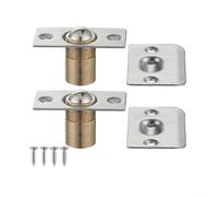 Entgoinggo Lot de 2 loquets de porte argentés à ressort à boule pour placard avec bouton ou poignée à levier en acier inoxydable massif et laiton antirouille