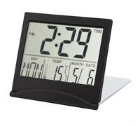 Entgoinggo Réveil numérique pliable, avec grand écran LCD de température et fonction de calendrier, fonction snooze, pour voyage, maison, bureau ou bureau, électronique portable