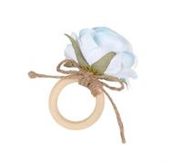 Entgoinggo Ronds de serviette rustiques en bois faits à la main avec roses artificielles - Décoration de table florale élégante pour mariage, anniversaire, Noël - Rose (B)
