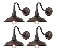 ENTHERONIC Appliques murales extérieures étanches IP54 en fer rétro pour porche extérieur, luminaires muraux industriels à col de cygne, applique murale extérieure pour patio, porte d'entrée (base E27
