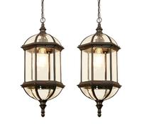 ENTHERONIC Lampe suspendue extérieure rétro IP55 lampe à suspension extérieure étanche E27 en aluminium, lanterne suspendue extérieure antique rustique en verre pour porche villa pavillon loft entrée