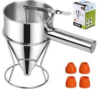 Entonnoir à piston avec support en acier inoxydable pour cupcakes, takoyaki ou autres pâtisseries (1,2 l)
