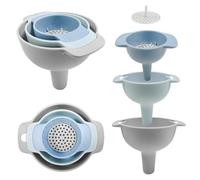 Entonnoir Cuisine,Entonnoir,Funnels-Set D'entonnoirs De Cuisine Plastique 4 En 1 Avec Filtre, Entonnoirs Imbriquables Pour Transfert Liquides Alimentaires, Huile, Poudres Et Ingrédients Secs