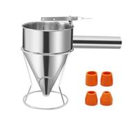 Entonnoir en acier inoxydable pour boules de pieuvre - 1,2 l - Distributeur de pâte à crêpes - 4 buses de fuite - Pour gâteaux, cupcakes, desserts, confiseries - Entonnoir pour cuisine et boulangerie