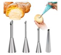 Entonnoir en cuivre, Acier inoxydableEntonnoirPuffPâtisserieTuyauBuseEnsembleGâteauCupcakeCookieCrèmeGlaçageCuissonOutils4pcs