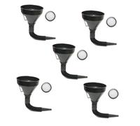 Entonnoir en Plastique 5 Pièces avec Filtre à Tamis | 14, Remplissage Rapide sans Éclaboussures, Noir, Extension Flexible Amovible, Bec Large, 2x14, 2x15cm