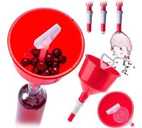 Entonnoir semi-automatique avec tamis - Entonnoir de cuisine - 13 × 24 cm - Plastique - Rouge
