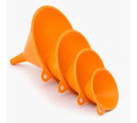 Entonnoirs pour Remplir Bouteilles, Entonnoir Cuisine, Set de 4, Plastique, 4 Tailles, remplissage pour liquides et ingrédients secs, pour Cuisiner, Laboratoire et Huile de Voiture, Orange