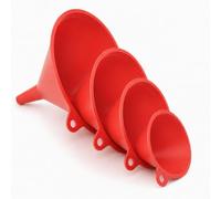 Entonnoirs pour Remplir Bouteilles, Entonnoir Cuisine, Set de 4, Plastique, 4 Tailles, remplissage pour liquides et ingrédients secs, pour Cuisiner, Laboratoire et Huile de Voiture, Rouge