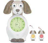 Entraîneur de sommeil pour chiens - Lampe de chevet avec réveil - Aide les enfants à apprendre à se réveiller - Yeux ouverts et fermés - Intensité réglable - Couleur taupe