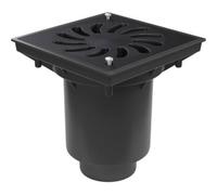 Entrée de canalisation en bas D 160 mm, clapet sec, grille en fonte avec serrure, noir, ENPRO