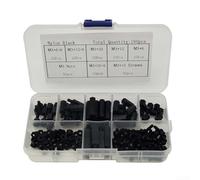 Entretoises Nylon Noires pour m3 Isolantes Anti-Choc Entretoises | 160 totales, écrous inclus, boîte compartimentée, pour idéal assemblage électronique, fixation sécurisée