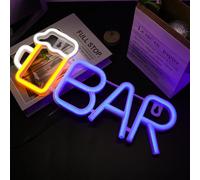 ENUOLI Bar Beer Neon Sign LED Bar Neon Light Neon Blue Appliques murales Beer Neon Night Sign USB ou 3-AA Alimenté par piles Neon Wall Signs for Bedroom Bar Store Club Pub Home Party Art Decor Gifts