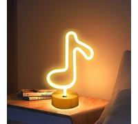 ENUOLI Music Note Forme LED Neon décoratif Veilleuse piédestal Glowing Neon Marquee Lumières Se connecter Batterie/USB LED Neon Signs Exploité Décorations pour Dance Party Indoor Festival plein air