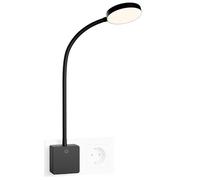 ENUOTEK Lampe Applique Murale de Chevet Chambre Lecture LED avec Prise de Courant pour Lire la Nuit, 4W 350Lm, 3X Luminosité Tactile Dimmable, 3000K-4000K-5000K, Lampe Flexible Noire