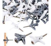ENUTROF Cheville à Placo Brique Creuse Chevilles pour Plaque de Platre Vis | 200Pcs Plaques Plastique Fixation Plafond Fixations de Plâtre Vis pour Murales Creuses Cloisons Sèches Mur Plein Perforé