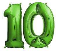 envami® Ballon décoratif 10e anniversaire garçon en forme de chiffre Vert 101 cm Ballon en aluminium 10 ans garçon 10 ans hélium