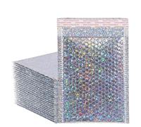 Enveloppe Bulle Enveloppe de courrier holographique argentée, 50 pièces, sac étanche, enveloppes à bulles rembourrées, d'emballage for l'expédition(18X23cm 50Pcs)