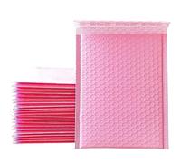 Enveloppe Bulle Enveloppes à bulles noires rembourrées en Poly, emballage for entreprises, expédition, sac fermeture éclair, rose et blanc(25pcs Pink,11 * 15cm)