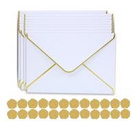Enveloppe Cadeau 20 Pièces Enveloppes en Papier Kraft Les Cartes Cadeaux Enveloppe avec Bords dorés Enveloppes de Carte Postale Enveloppee de carton d’invitation Pour mariage fêtes cartes de vœux